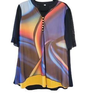 Black Zulily blouse with vibrant colors. XL